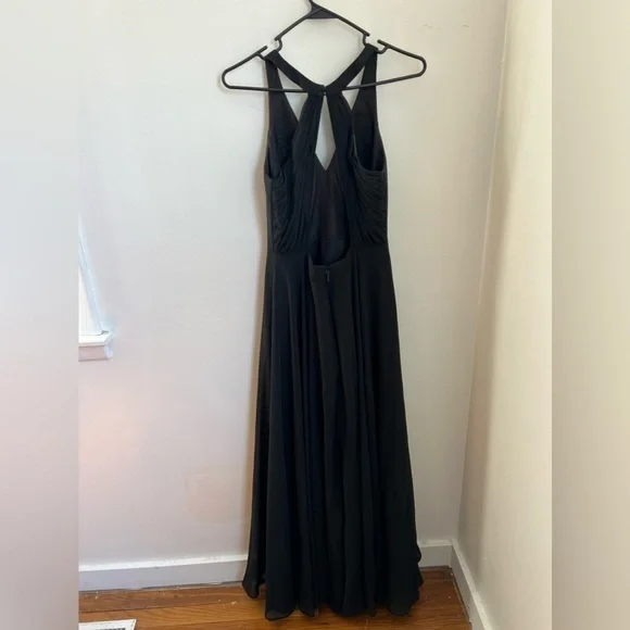 Azazie Black Open Back V Neck Dress A2 - Picture 6 of 7